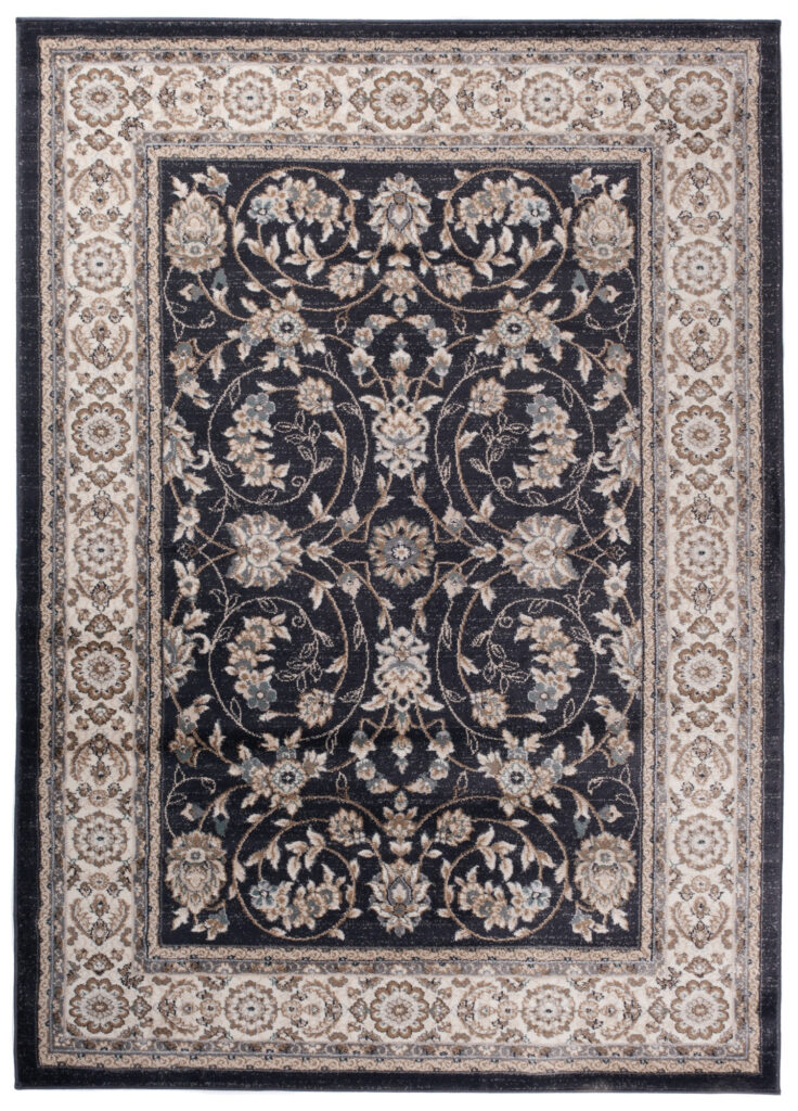 Tappeto Colorado Tradizionale Nero Crema Floreale