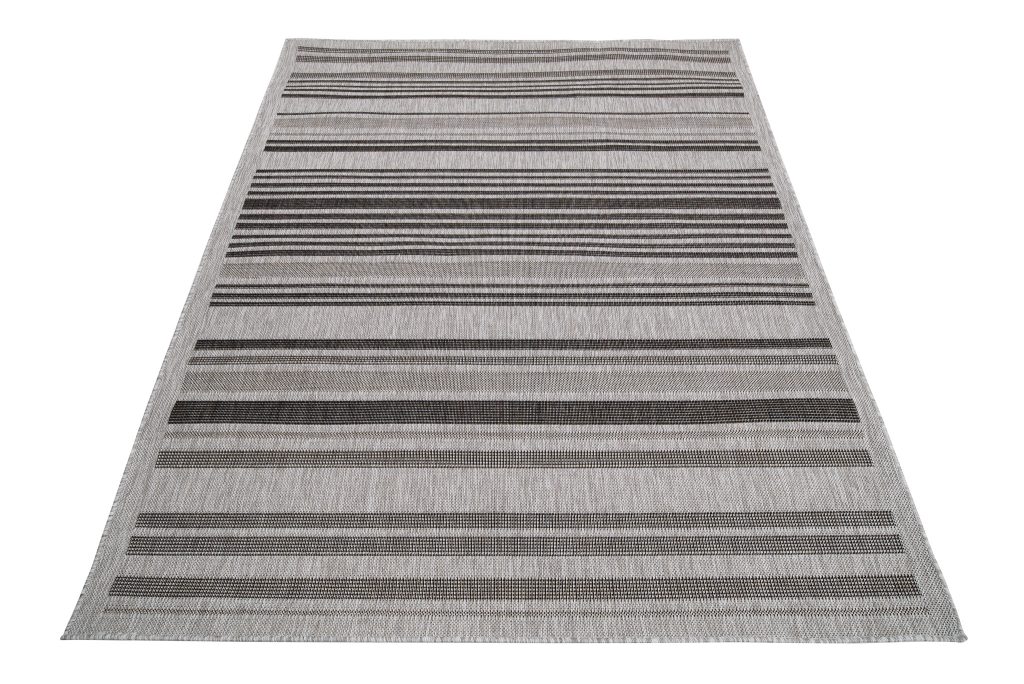 Tappeto Melissa Grigio Nero Strisce Interno Esterno