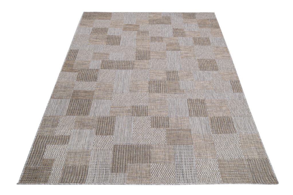Tappeto Melissa Marrone Grigio Quadrati Interno Esterno