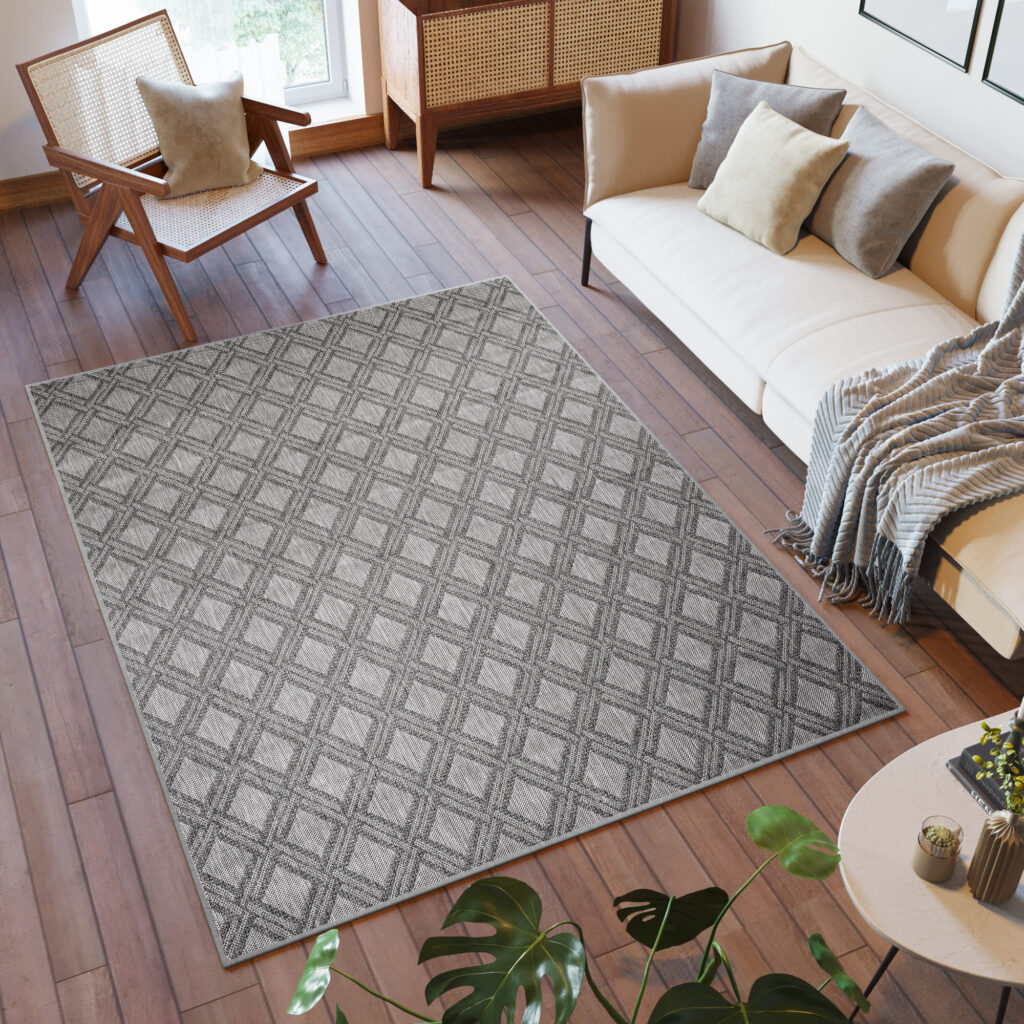 Tappeto Capri Moderno Geometrico Design Grigio  Esterno Interno