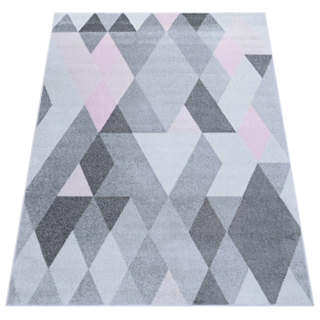 Tappeto Lazur Grigio Rosa Geometrico Rombi