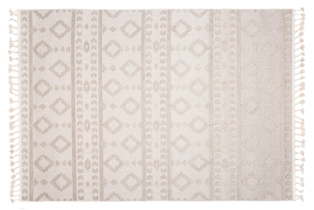 Tappeto Timber Indoor Outdoor Beige Etnico con Frange