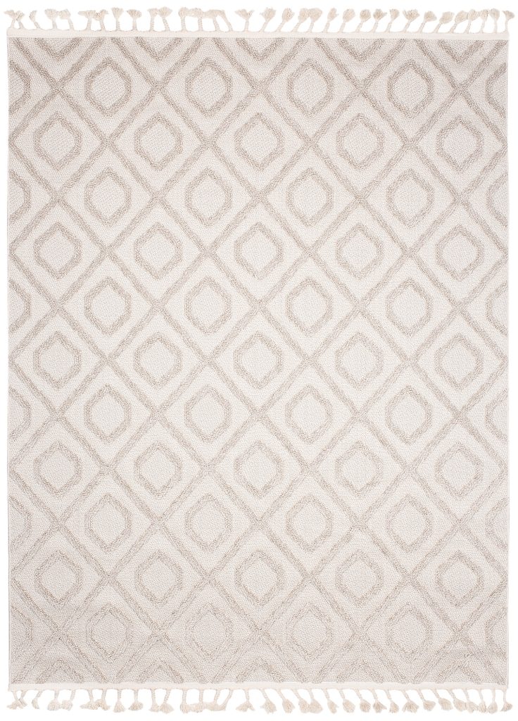 Tappeto Timber Indoor Outdoor Beige Geometrico con Frange