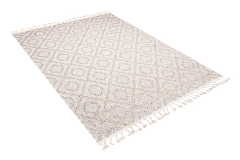 Tappeto Timber Indoor Outdoor Beige Geometrico con Frange