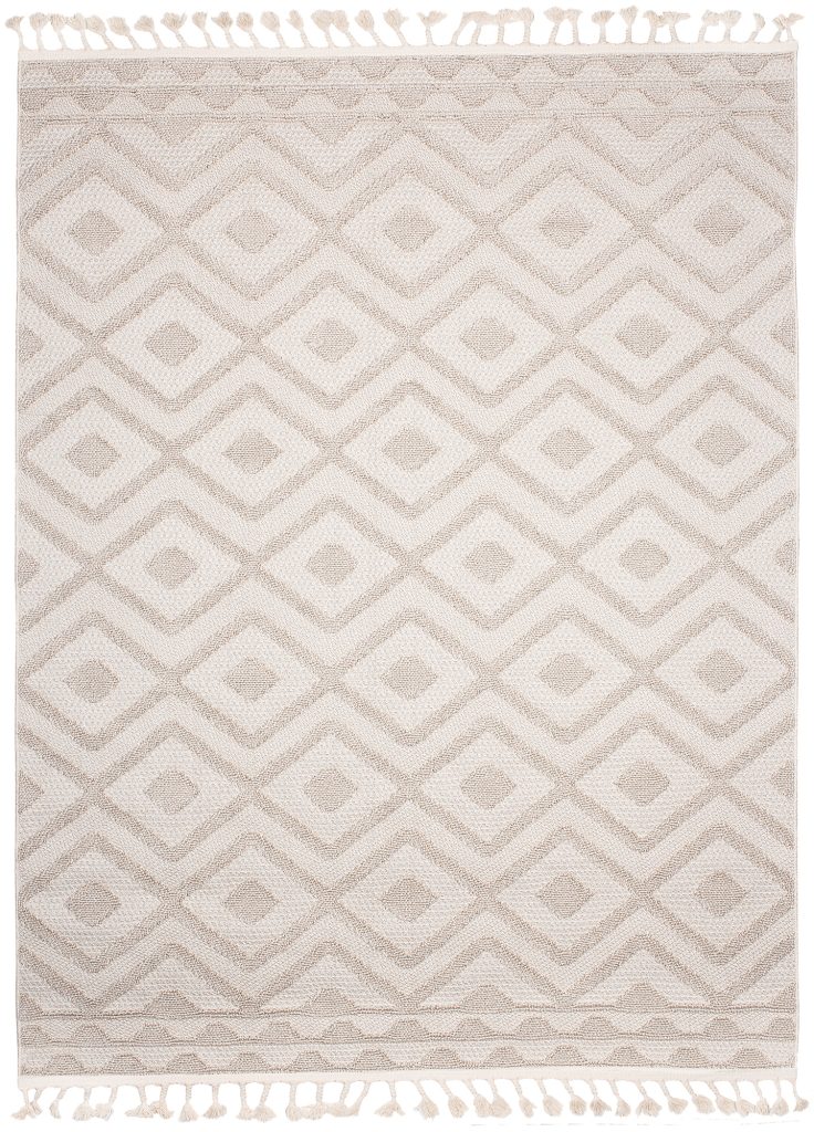 Tappeto Timber Indoor Outdoor Beige Rombi con Frange
