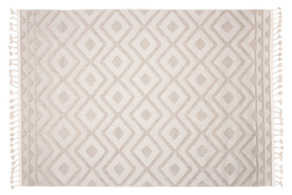 Tappeto Timber Indoor Outdoor Beige Rombi con Frange