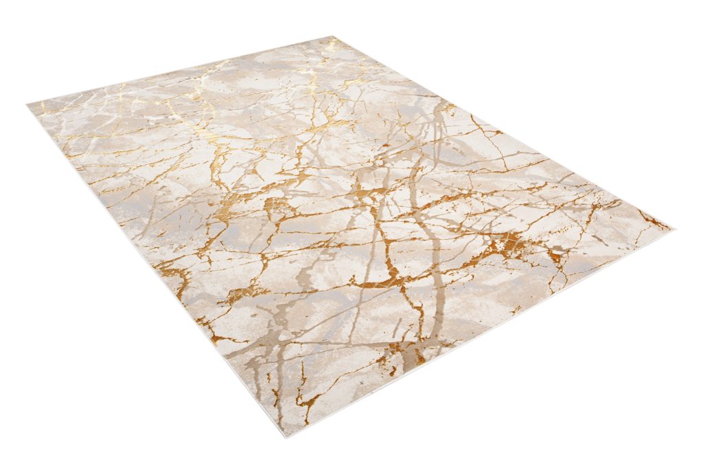 Tappeto Golden Crema Oro Astratto Linee
