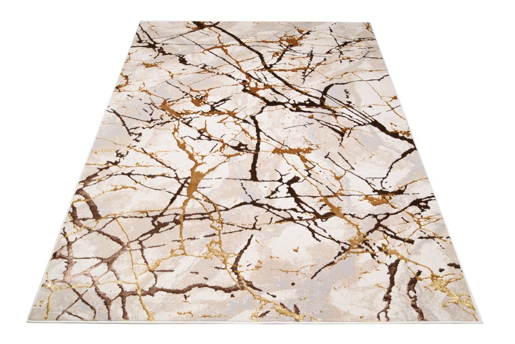 Tappeto Golden Crema Oro Marrone Linee