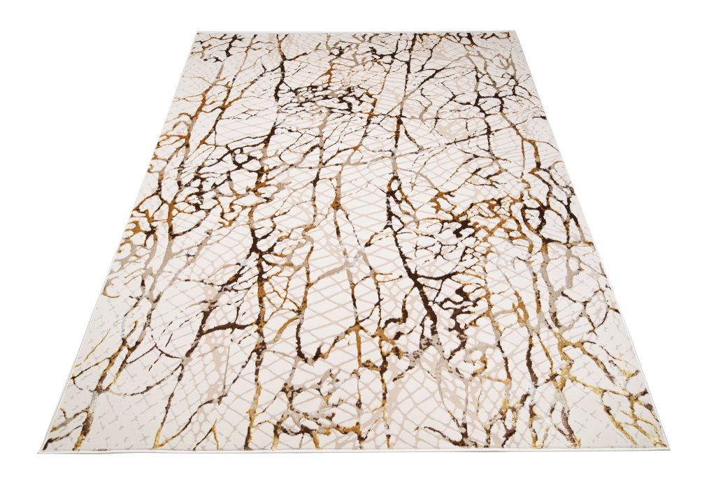 Tappeto Golden Crema Oro Marrone Pelle di Serpente