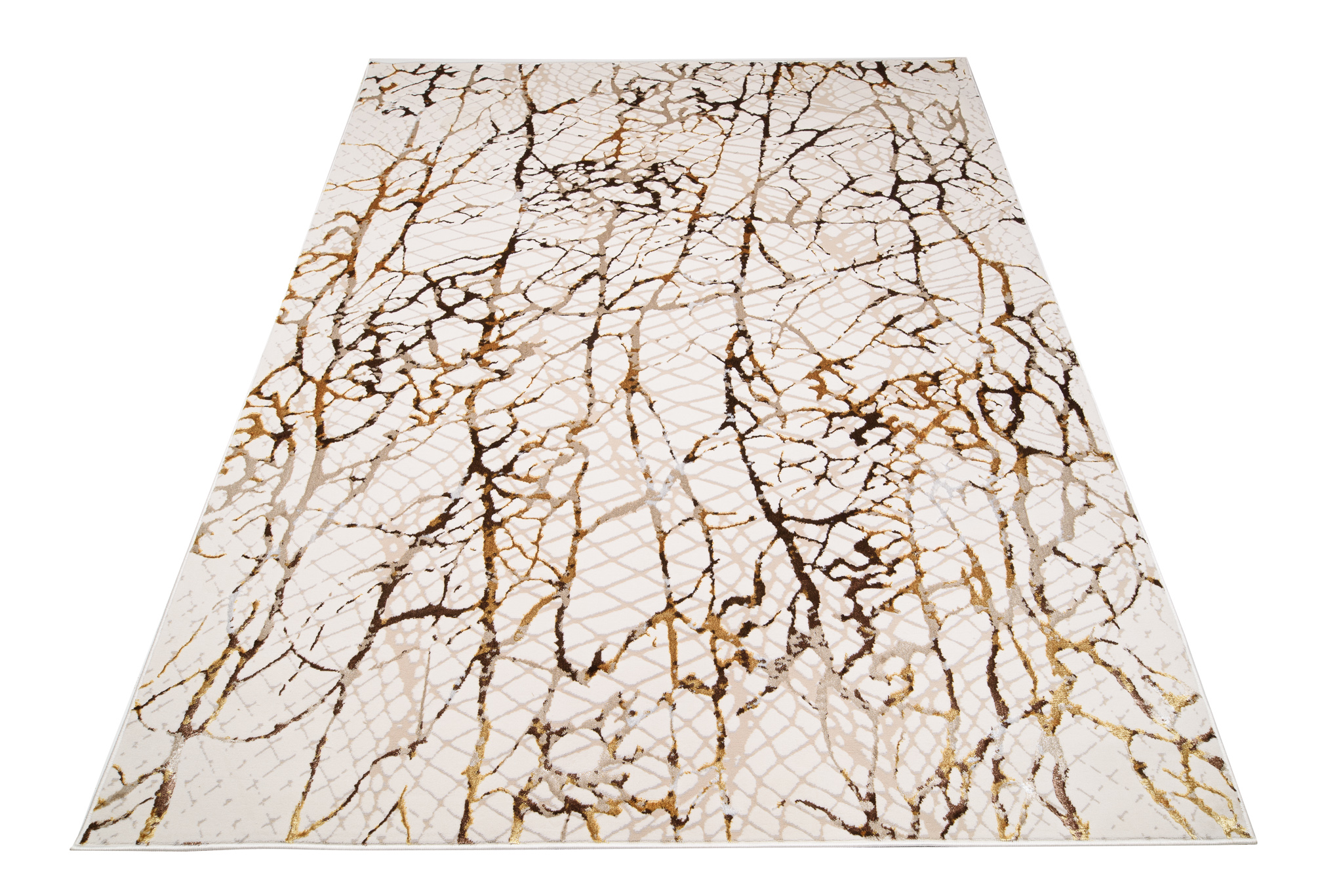 Tappeto Golden Crema Oro Marrone Pelle di Serpente