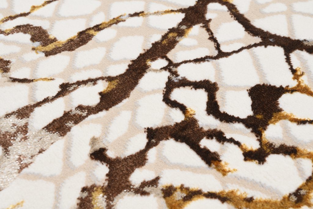 Tappeto Golden Crema Oro Marrone Pelle di Serpente