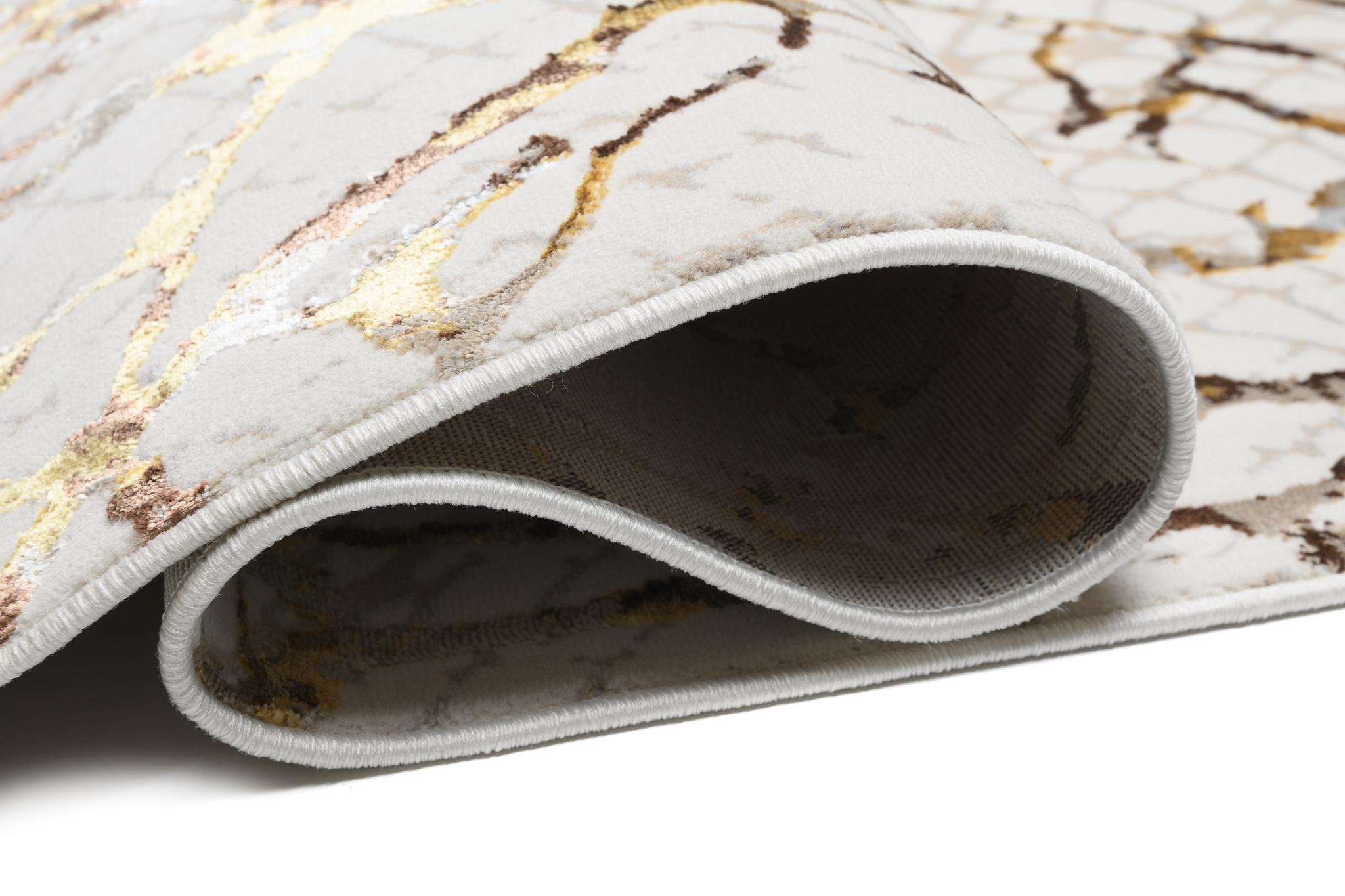 Tappeto Golden Crema Oro Marrone Pelle di Serpente