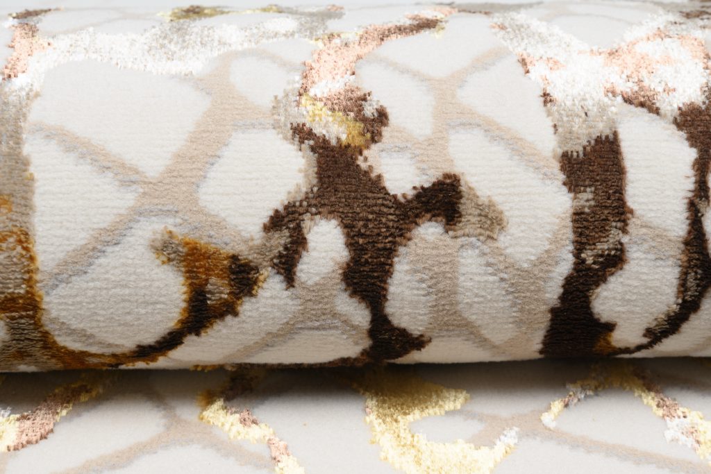 Tappeto Golden Crema Oro Marrone Pelle di Serpente