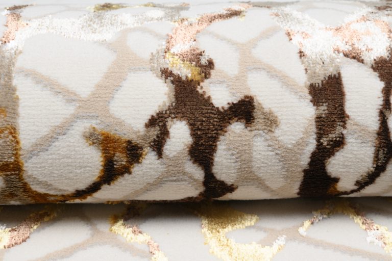 Tappeto Golden Crema Oro Marrone Pelle di Serpente