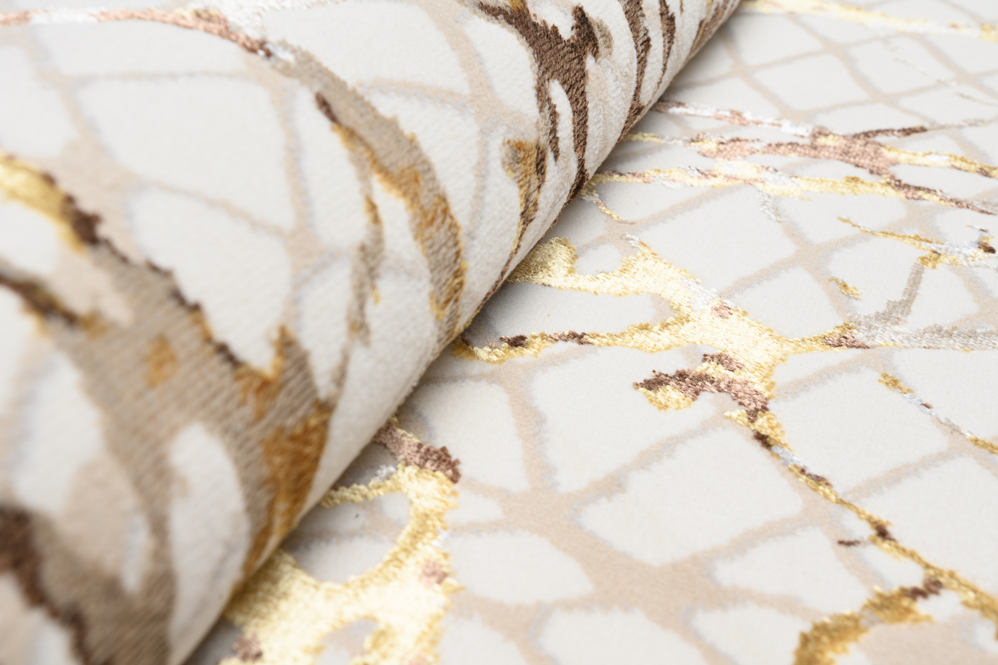 Tappeto Golden Crema Oro Marrone Pelle di Serpente