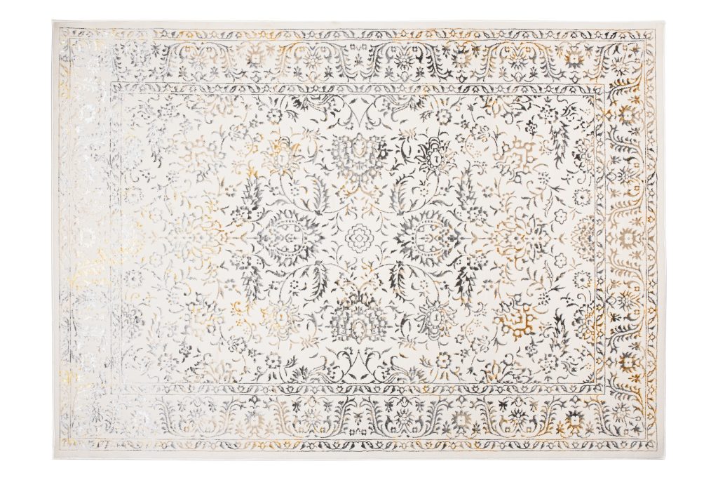 Tappeto Golden Crema Oro Grigio Vintage Cornice