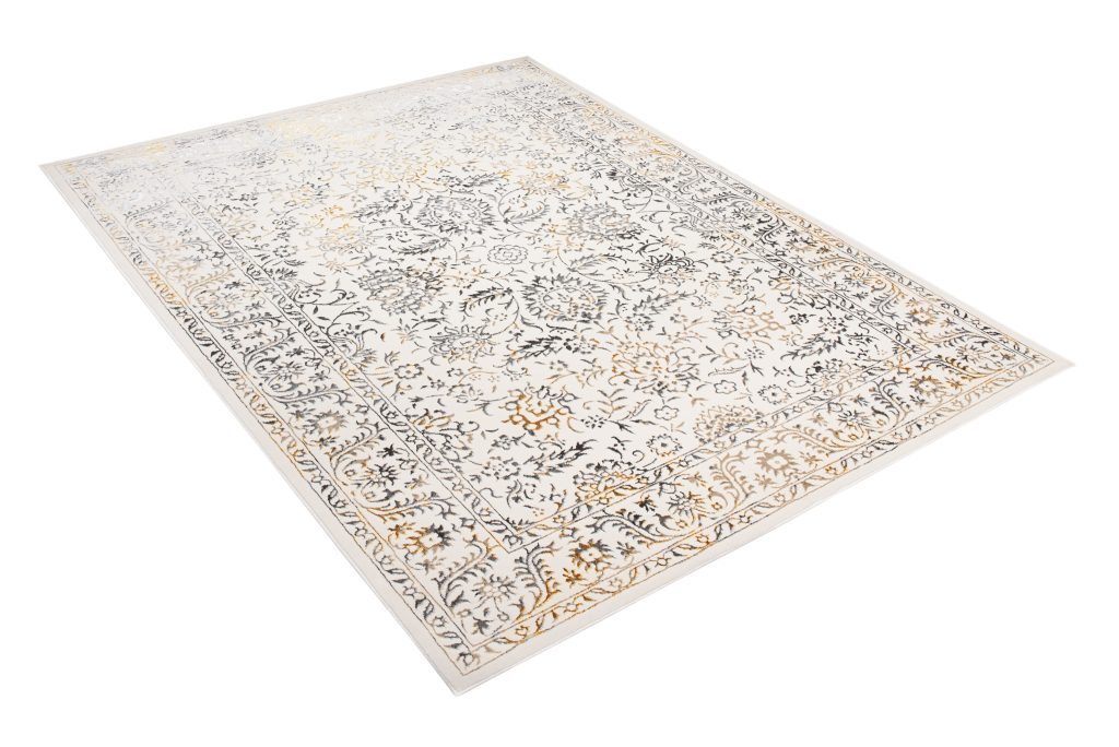 Tappeto Golden Crema Oro Grigio Vintage Cornice