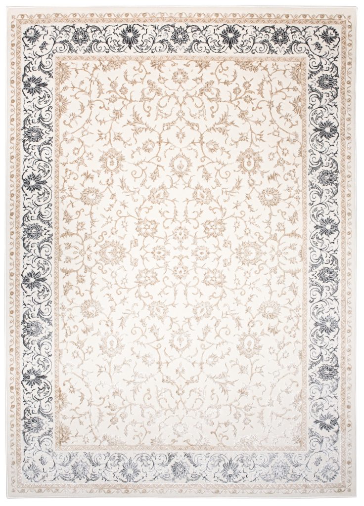 Tappeto Hera Crema Beige Grigio Vintage Cornice Effetto 3D