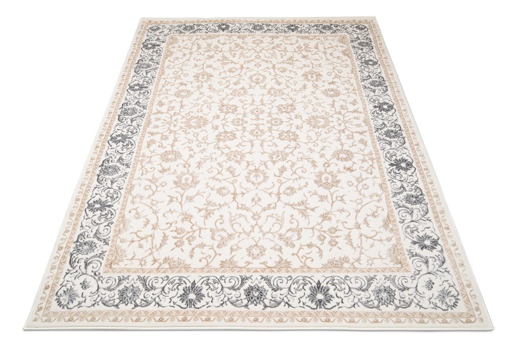 Tappeto Hera Crema Beige Grigio Vintage Cornice Effetto 3D