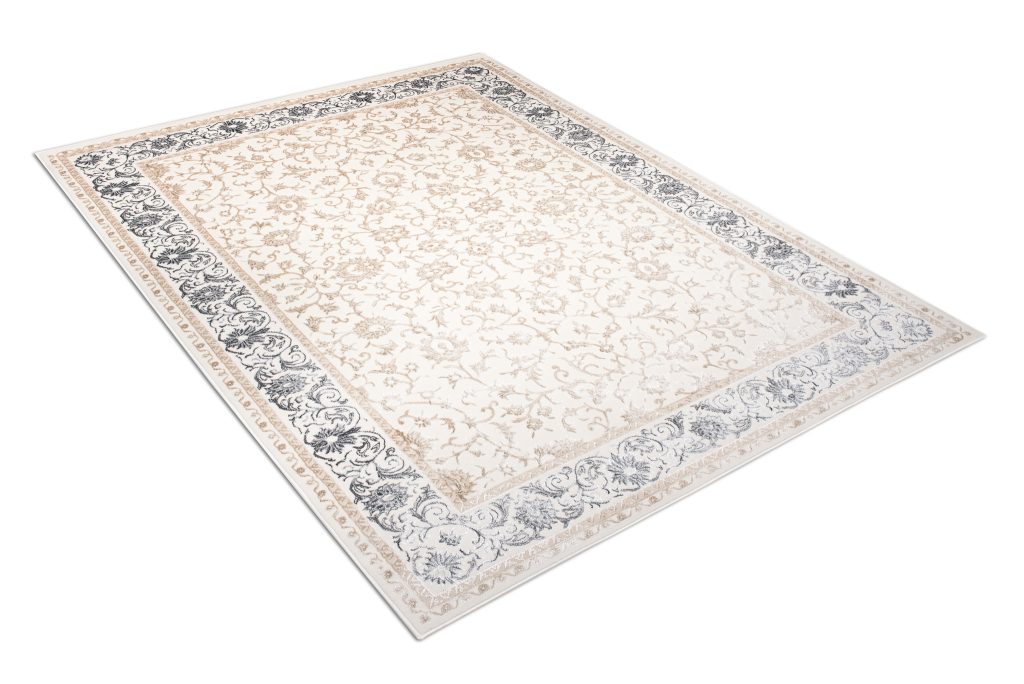 Tappeto Hera Crema Beige Grigio Vintage Cornice Effetto 3D