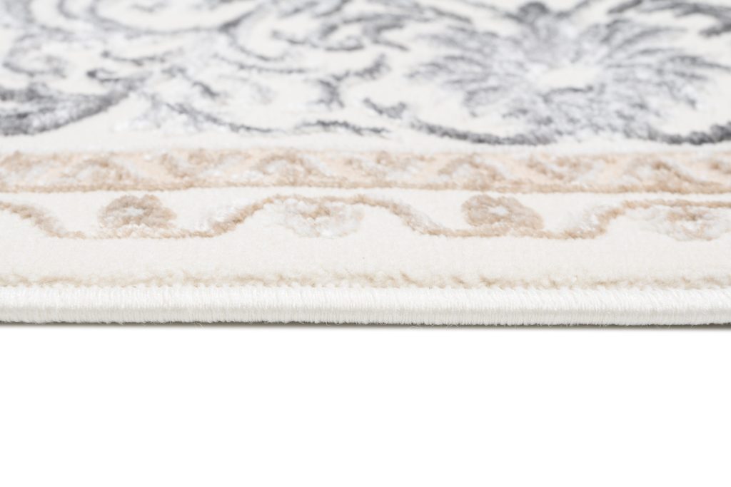 Tappeto Hera Crema Beige Grigio Vintage Cornice Effetto 3D