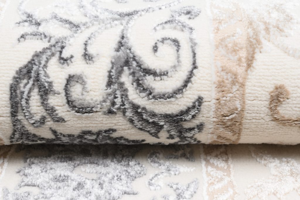 Tappeto Hera Crema Beige Grigio Vintage Cornice Effetto 3D