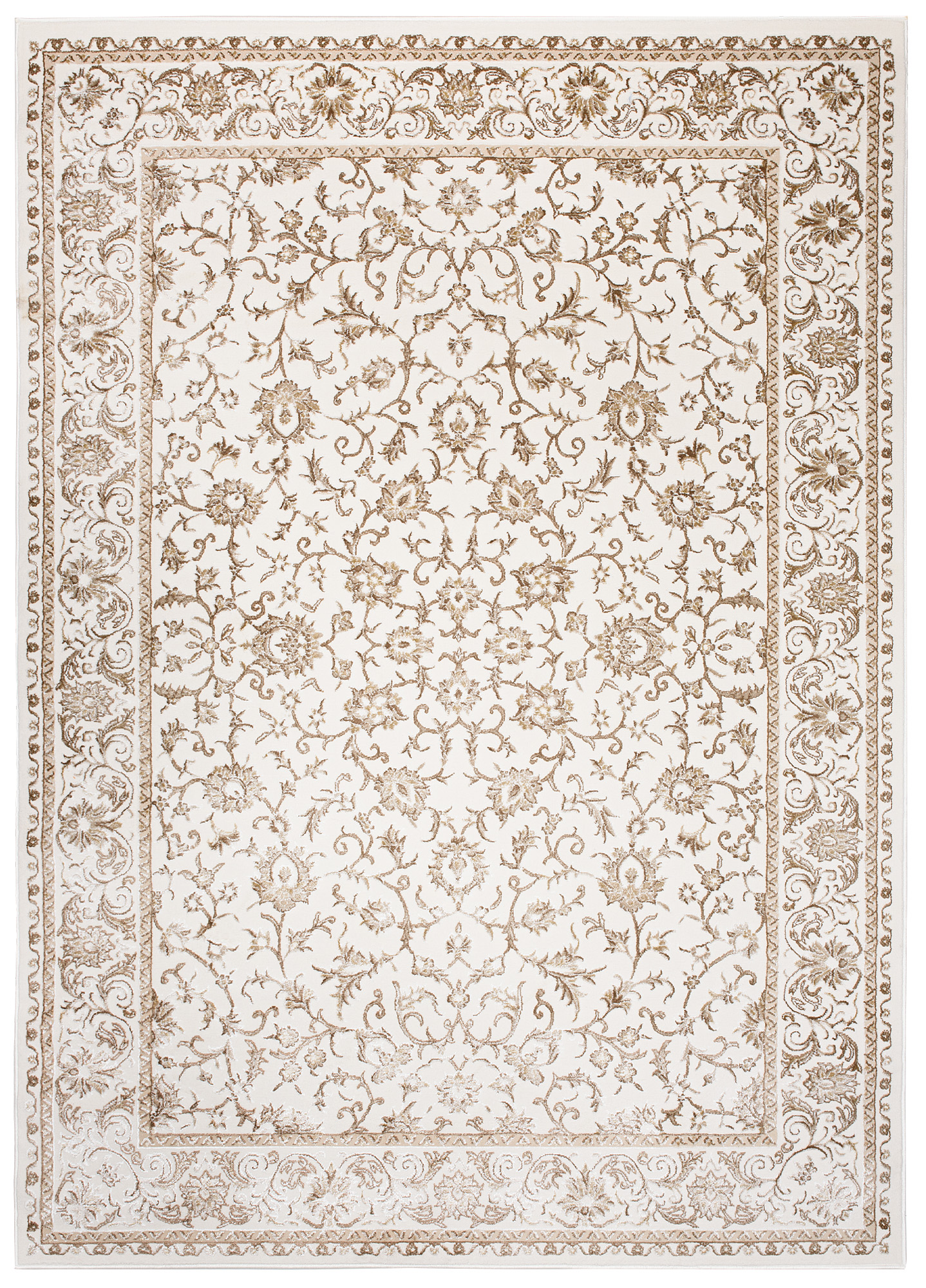 Tappeto Hera Vintage Crema Beige Cornice Effetto 3D