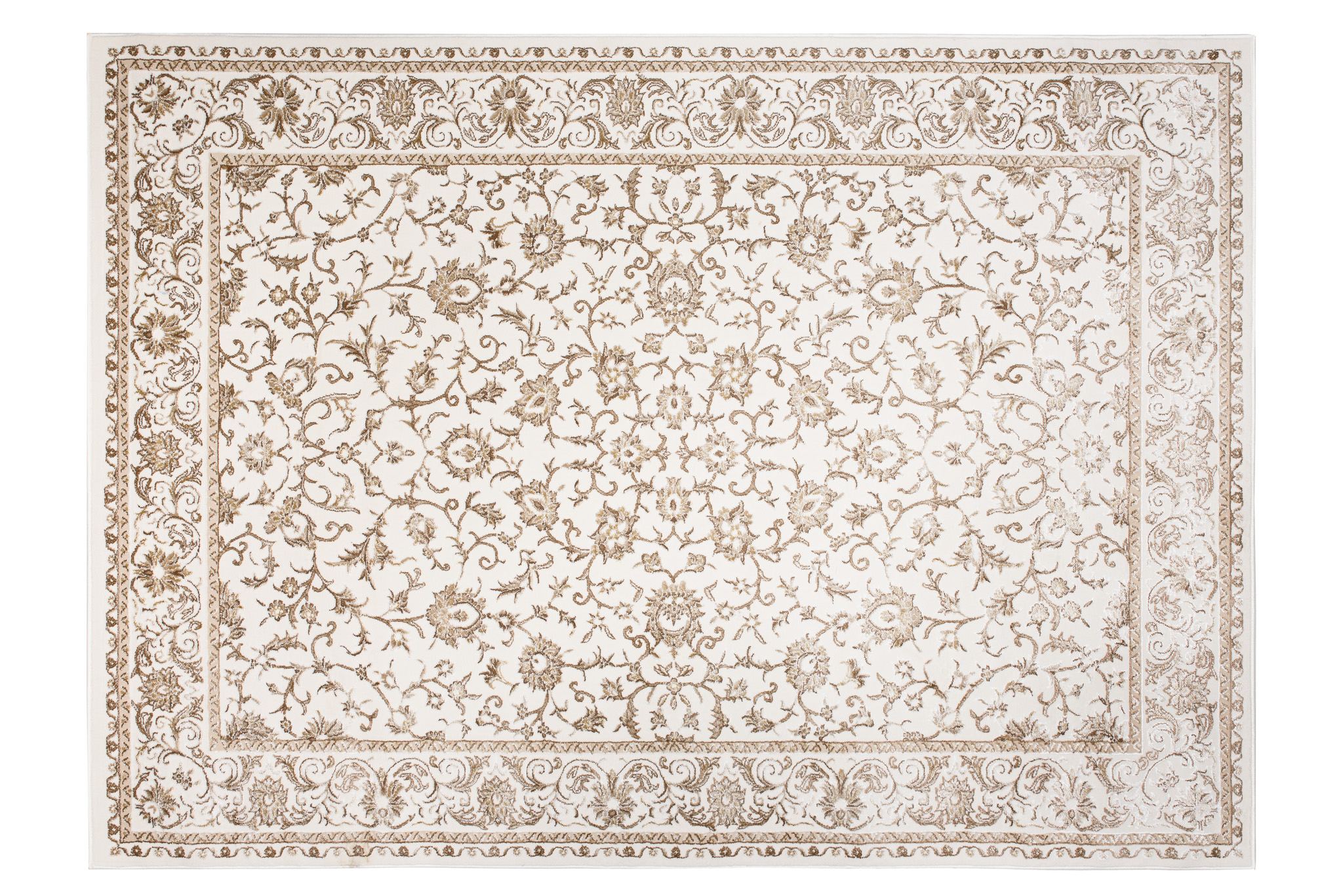 Tappeto Hera Vintage Crema Beige Cornice Effetto 3D