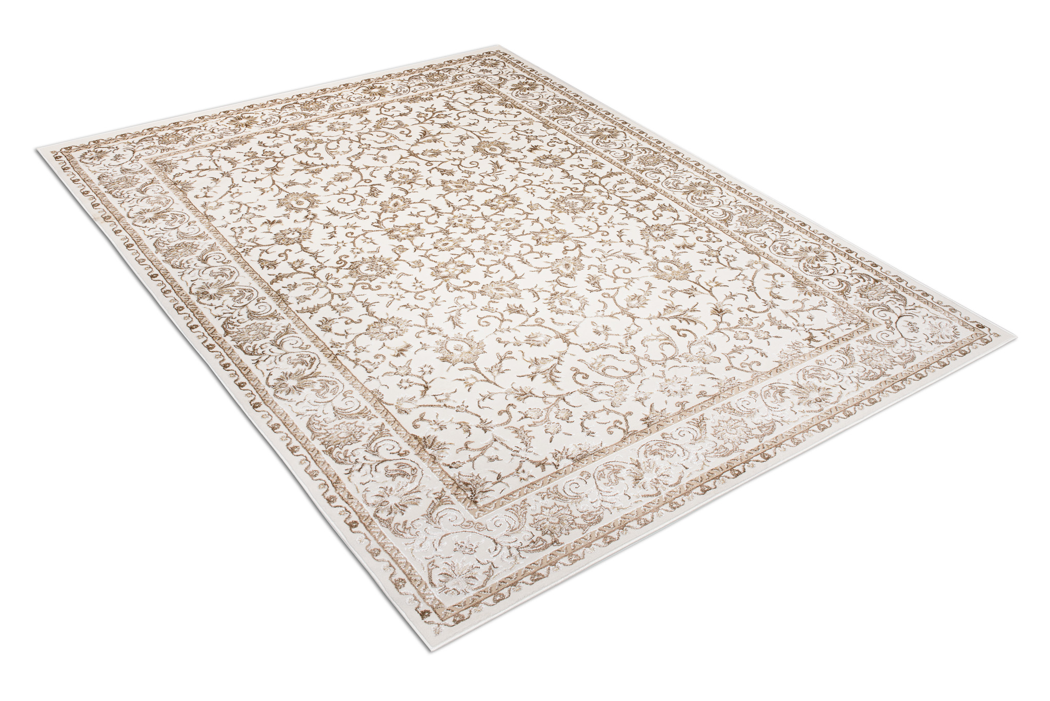 Tappeto Hera Vintage Crema Beige Cornice Effetto 3D