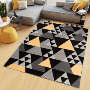 Tappeto Maya Grigio Giallo Geometrico Triangoli