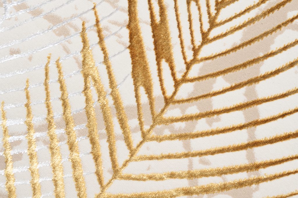 Tappeto Golden Crema Oro Rosso Foglie
