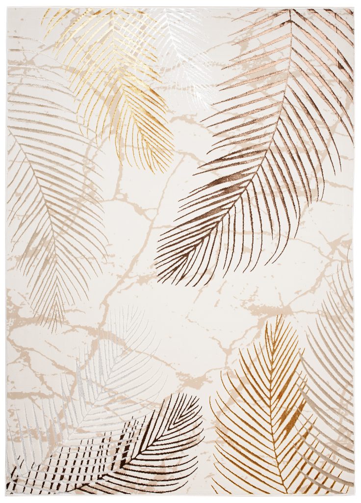Tappeto Golden Crema Oro Marrone Foglie