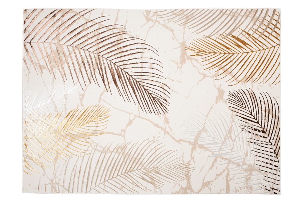 Tappeto Golden Crema Oro Marrone Foglie