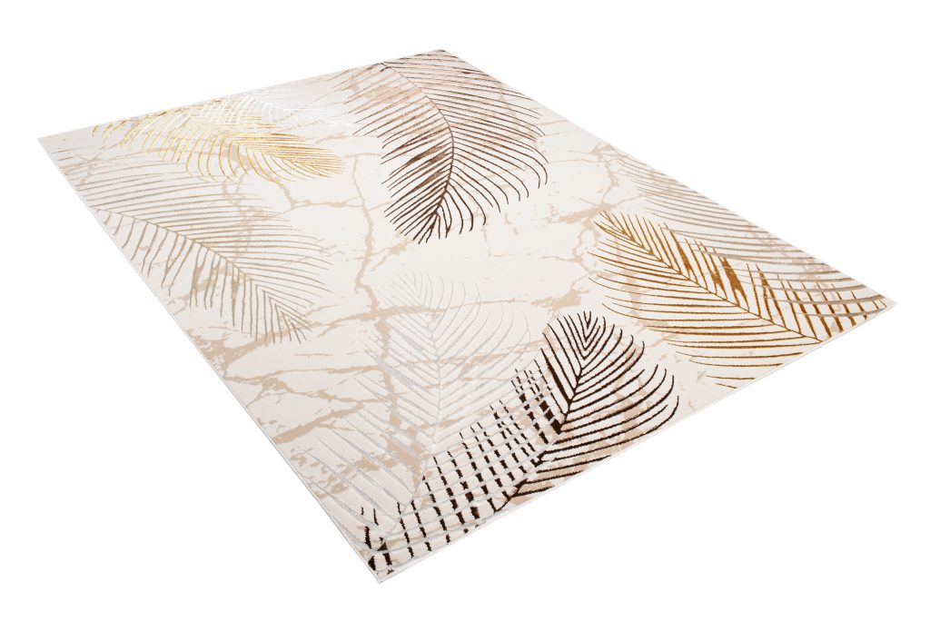 Tappeto Golden Crema Oro Marrone Foglie