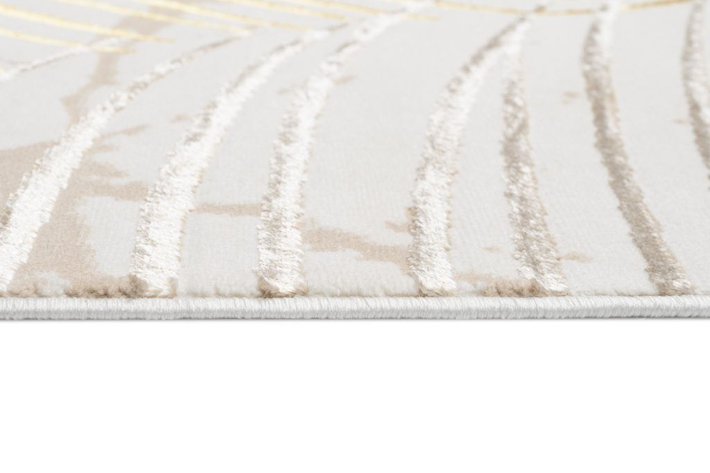 Tappeto Golden Crema Oro Marrone Foglie