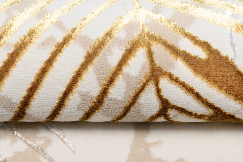 Tappeto Golden Crema Oro Marrone Foglie
