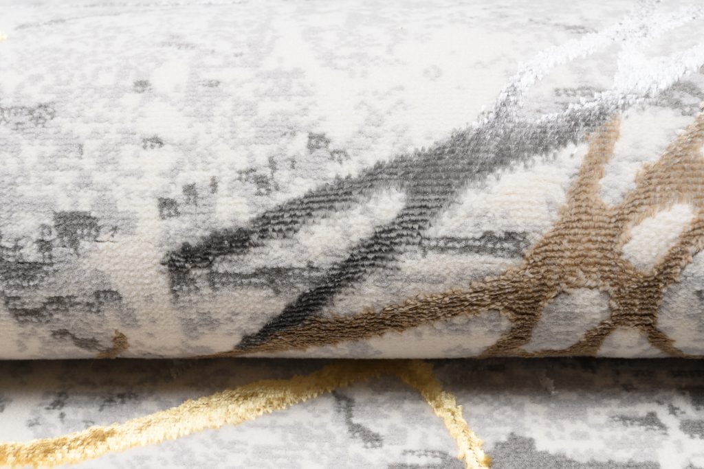 Tappeto Golden Grigio Oro Marrone Linee