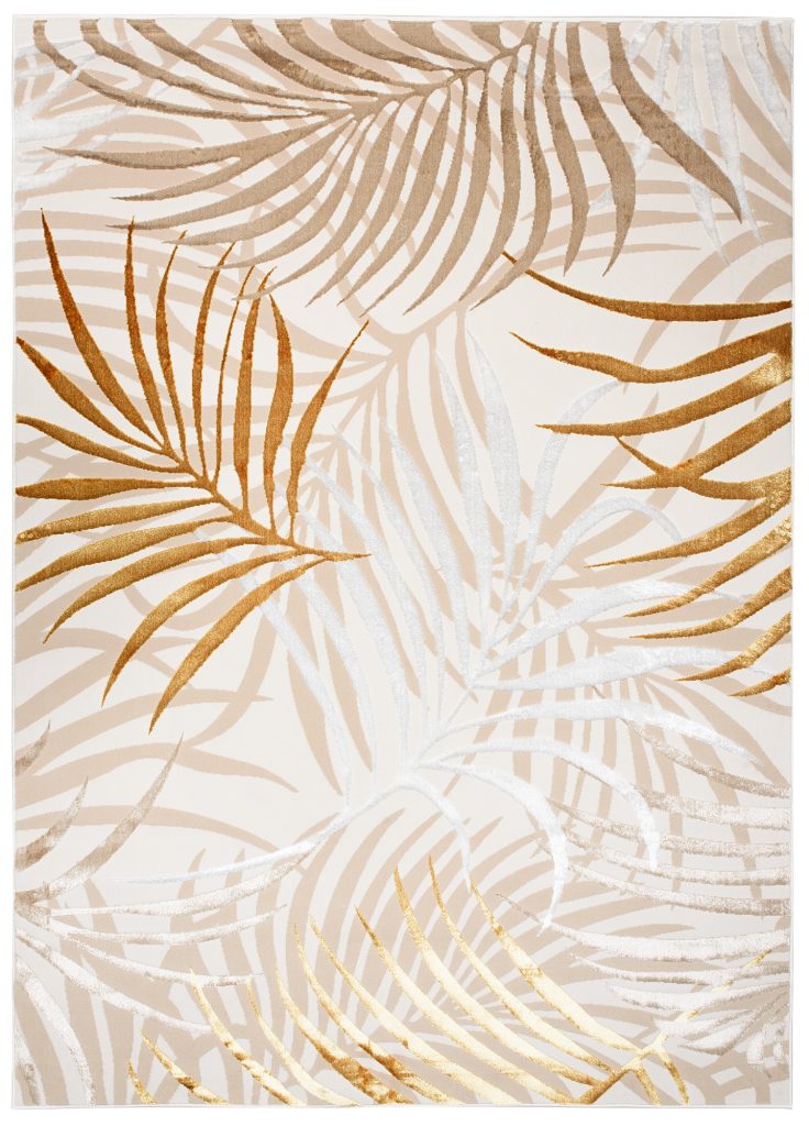 Tappeto Golden Crema Oro Beige Foglie