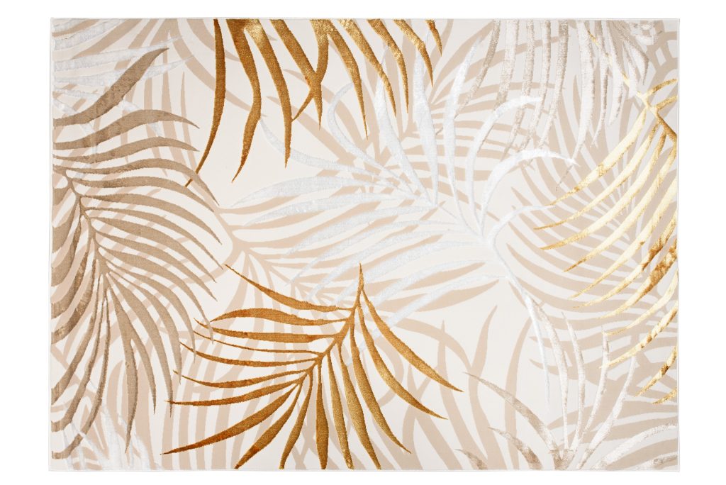 Tappeto Golden Crema Oro Beige Foglie
