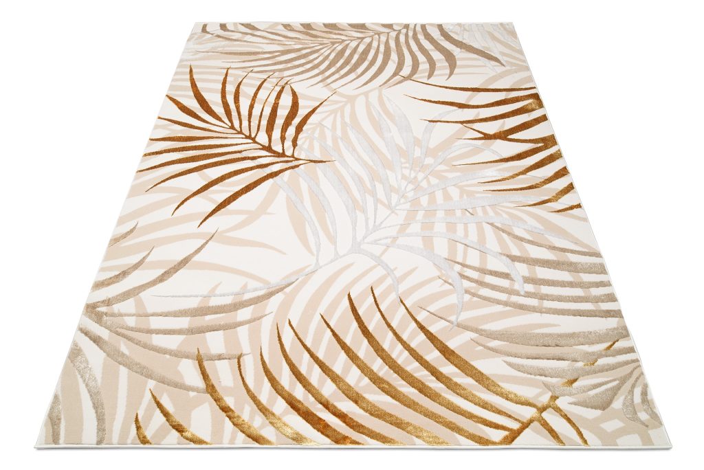 Tappeto Golden Crema Oro Beige Foglie