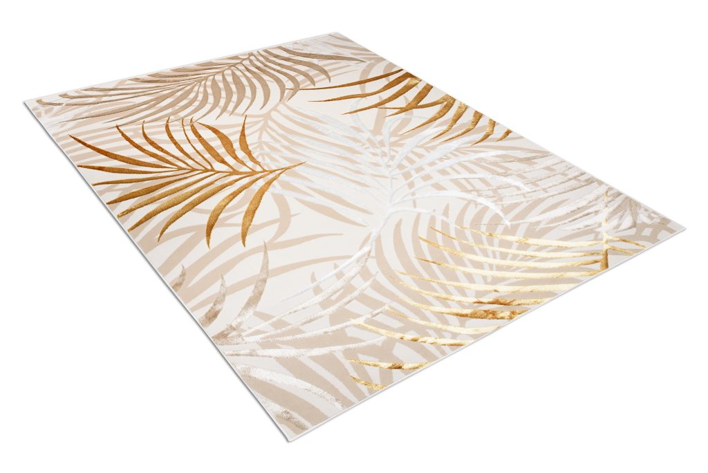Tappeto Golden Crema Oro Beige Foglie