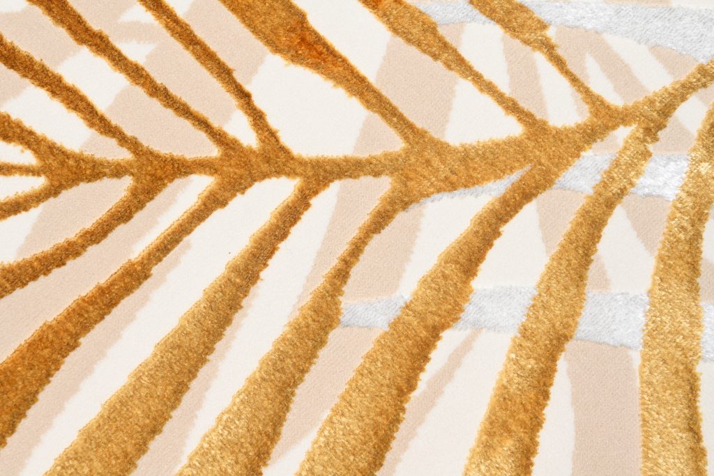 Tappeto Golden Crema Oro Beige Foglie