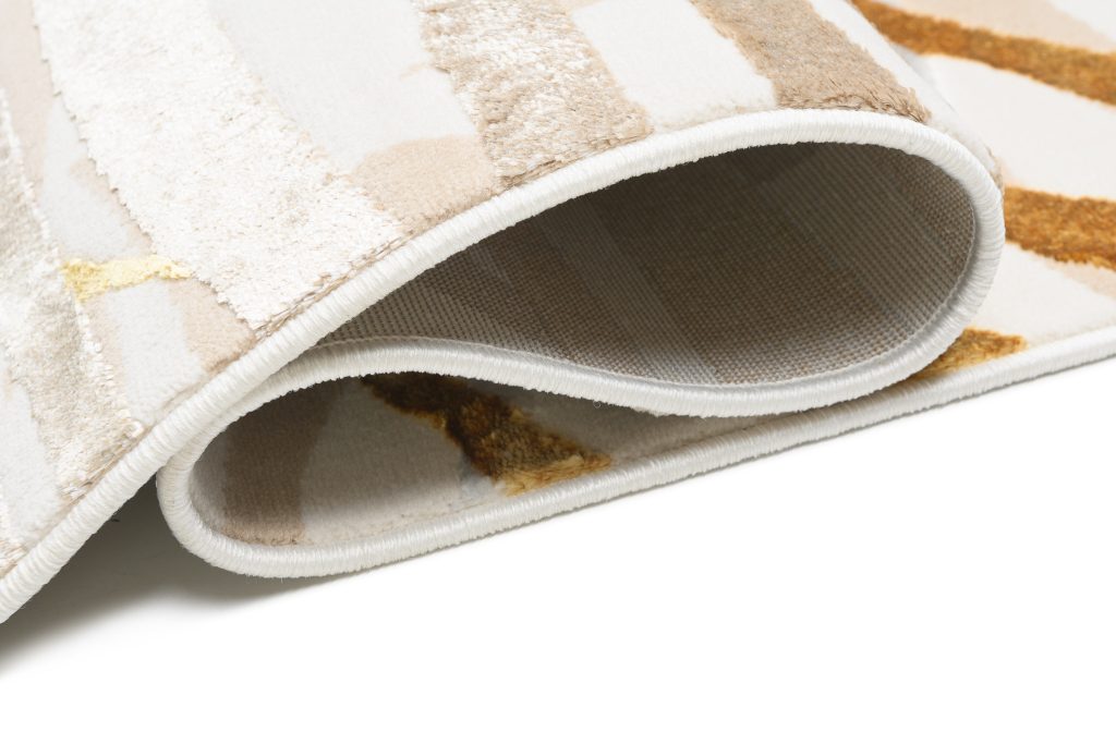 Tappeto Golden Crema Oro Beige Foglie
