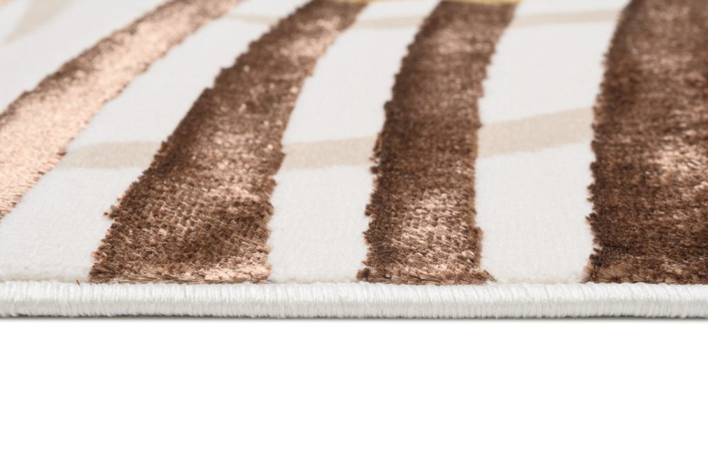 Tappeto Golden Crema Marrone Oro Foglie