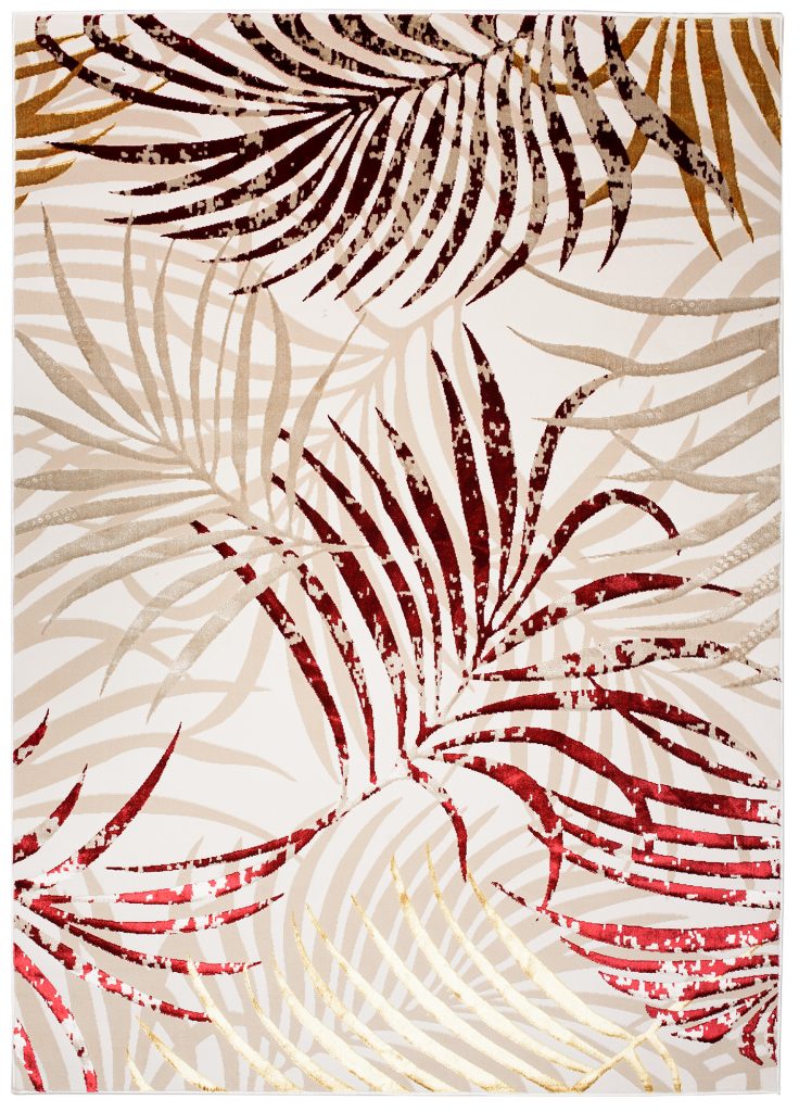 Tappeto Golden Crema Beige Rosso Foglie