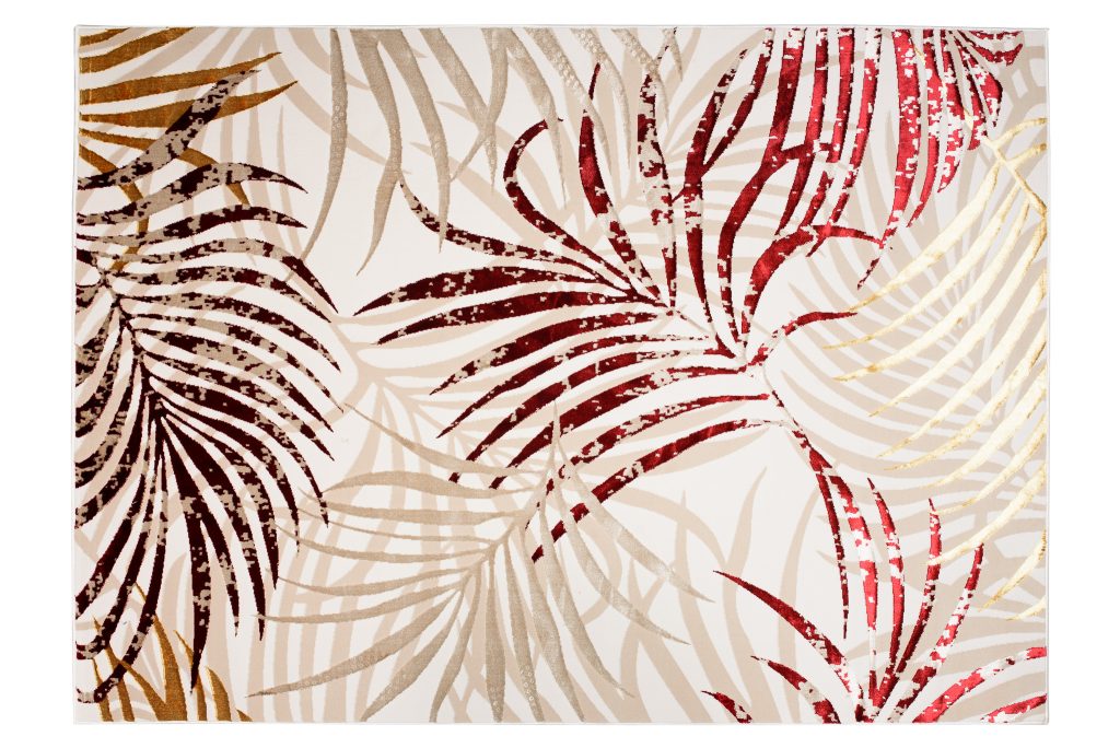 Tappeto Golden Crema Beige Rosso Foglie