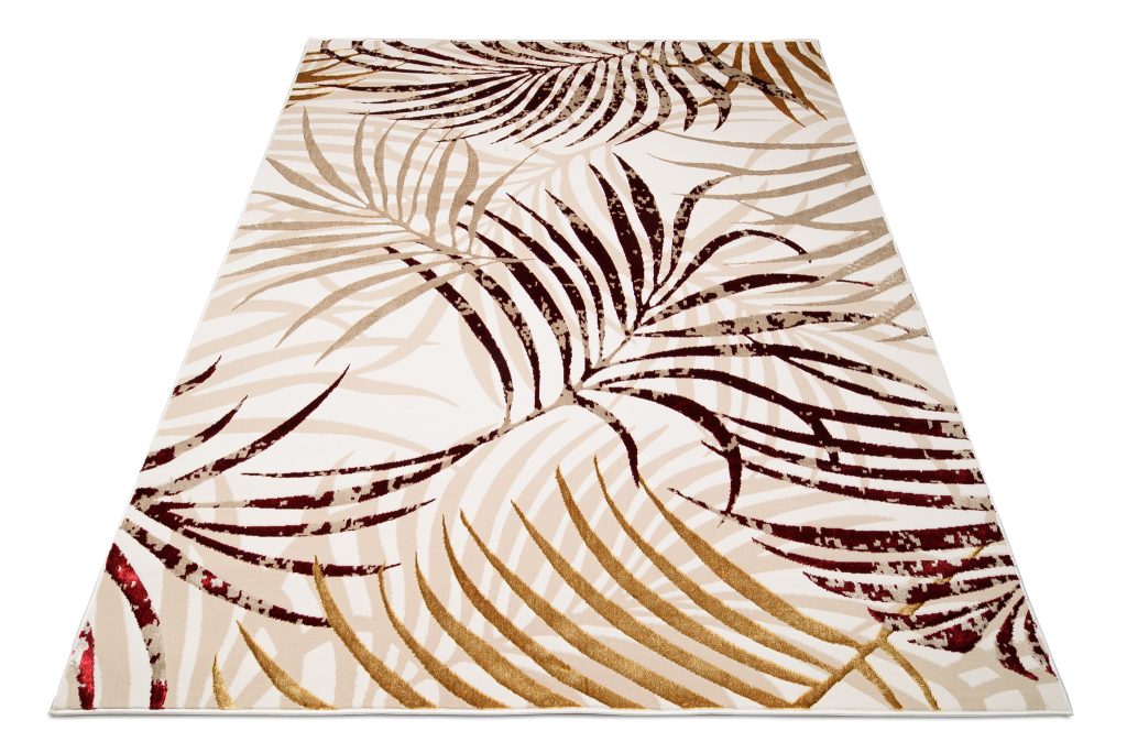 Tappeto Golden Crema Beige Rosso Foglie
