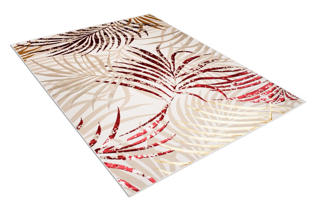 Tappeto Golden Crema Beige Rosso Foglie