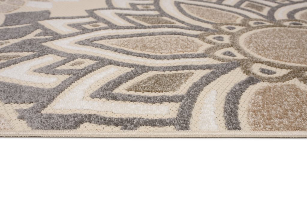 Tappeto Esterno Patio Crema Grigio Fiori