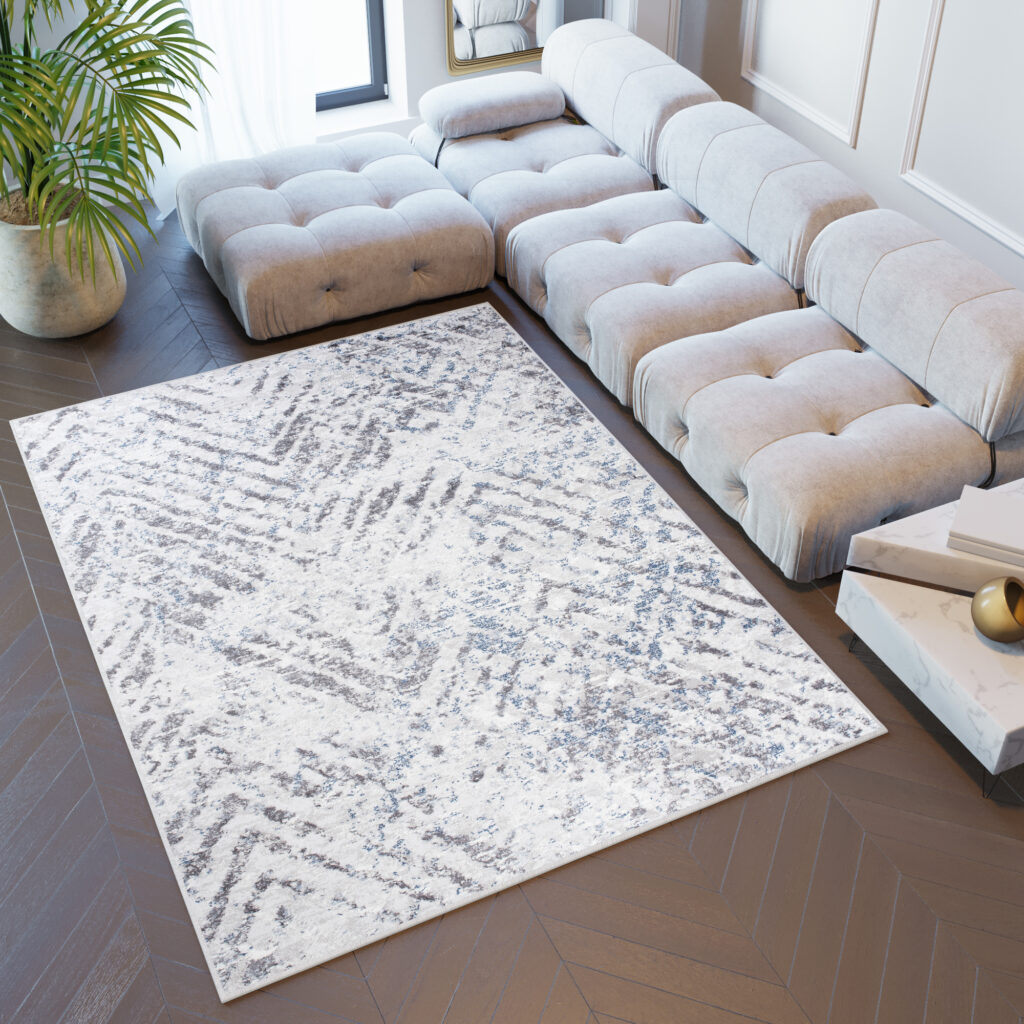 Tappeto Sky Grigio Blu Moderno Zigzag